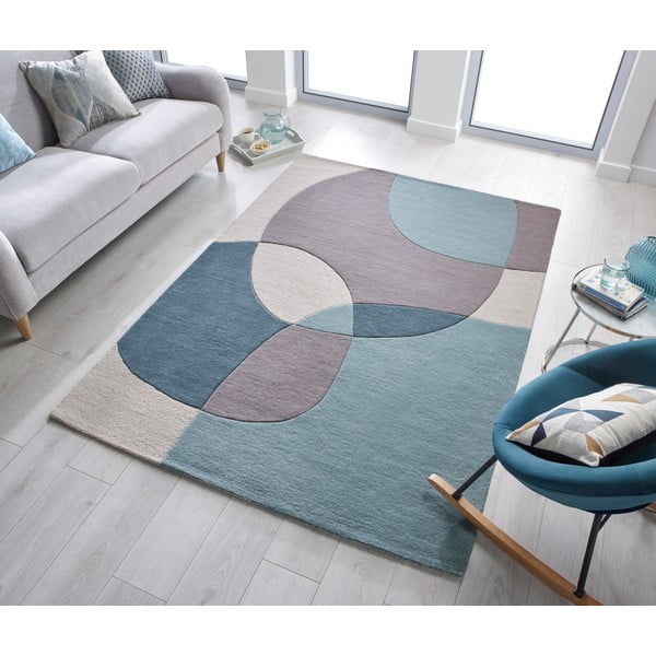 Mėlynai smėlio spalvos vilnonis kilimas 230x160 cm Glow - Flair Rugs-image-1