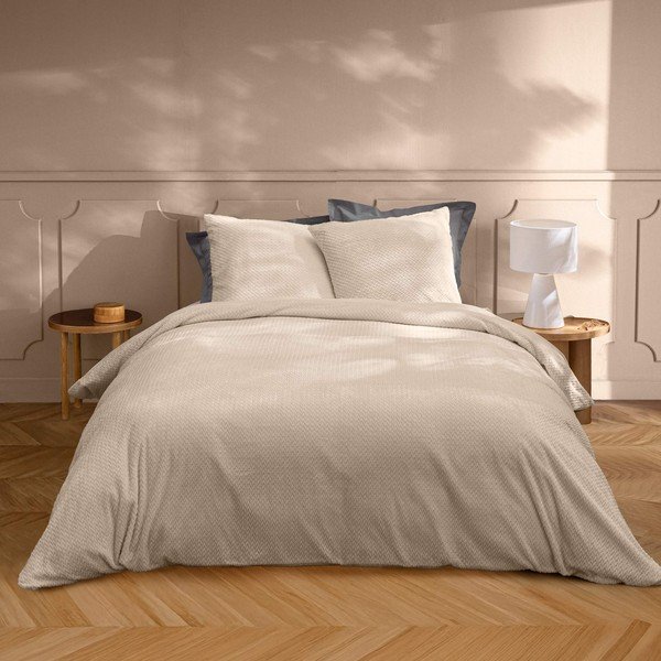 Smėlio spalvos iš flanelės dvigulė/itin ilga patalynė 3 dalių 240x220 cm Flanela – douceur d'intérieur-image-1