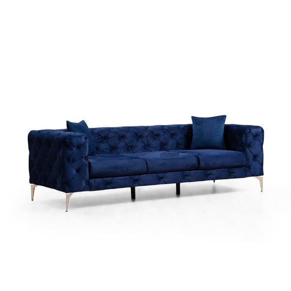 Sofa tamsiai mėlynos spalvos iš velveto 237 cm Como – Artie