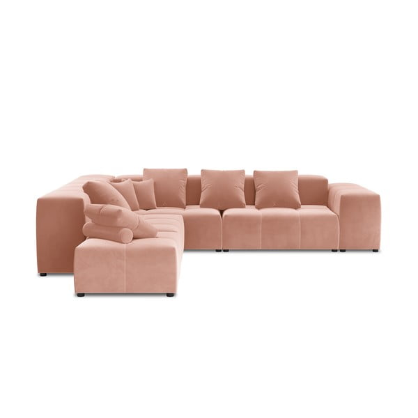 Rožinė aksominė kampinė sofa (kintama) Rome Velvet - Cosmopolitan Design-image-2