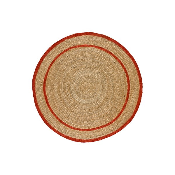Apvalios formos kilimas raudonos spalvos/natūralios spalvos ø 90 cm Mahon – Universal