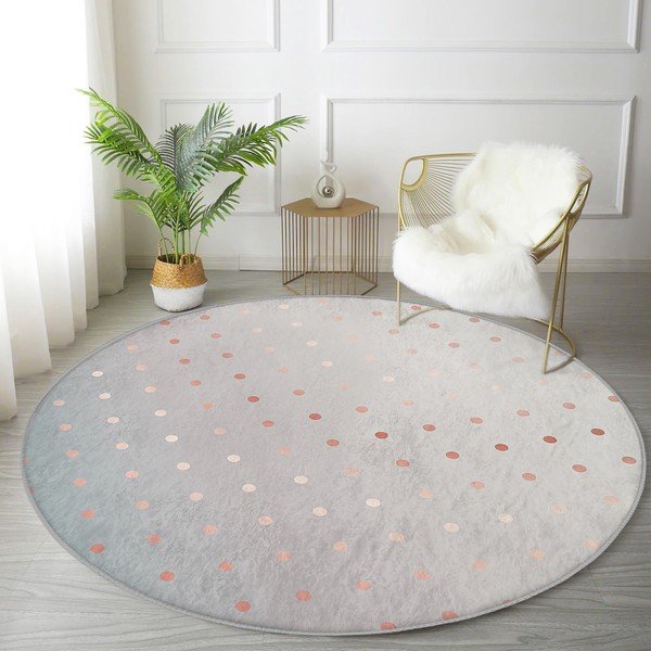 Skalbiamas/robotiniams dulkių siurbliams apvalios formos kilimas pilkos spalvos/vario spalvos ø 80 cm Comfort – Mila Home-image-4