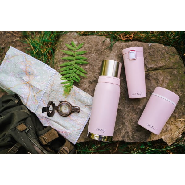 Rožinis kelioninis termo puodelis Vialli Design Fuori, 400 ml-image-1