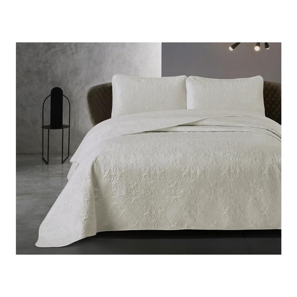 Kreminės baltos spalvos mikropluošto užvalkalas su pagalvės užvalkalu Dreamhouse Velvet Clara, 180 x 250 cm