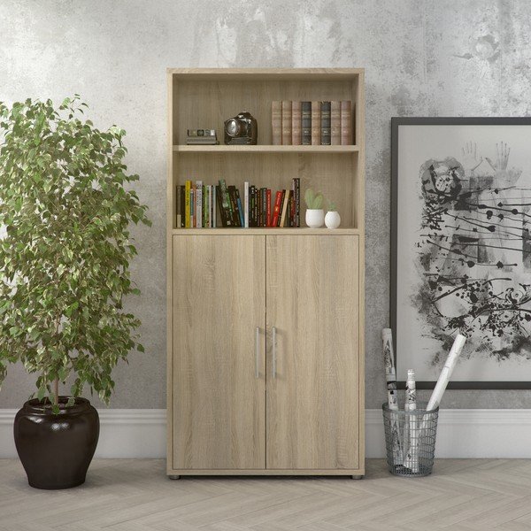 Modulinė knygų spinta natūralios spalvos iš ąžuolo 89x189 cm Prima – Tvilum-image-1