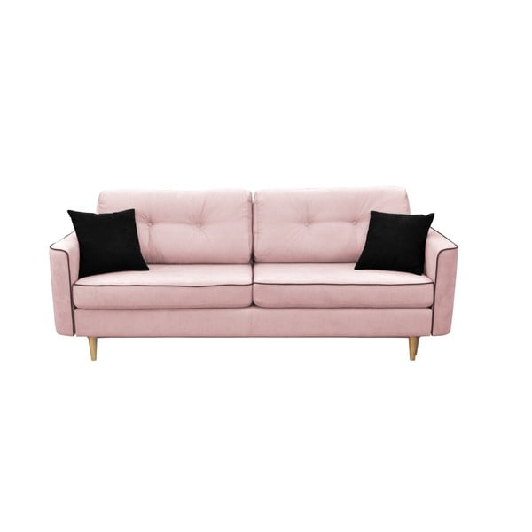Rožinė trivietė sofa-lova su šviesiomis kojomis Mazzini Sofos Ivy