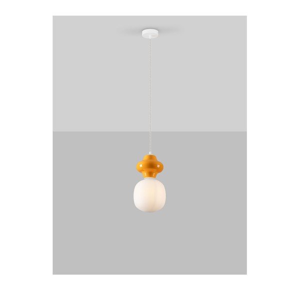 Baltos spalvos/oranžinės spalvos iš keramikos kabantis šviestuvas ø 18 cm su stiklo gaubtu Clio – Nova Luce-image-4