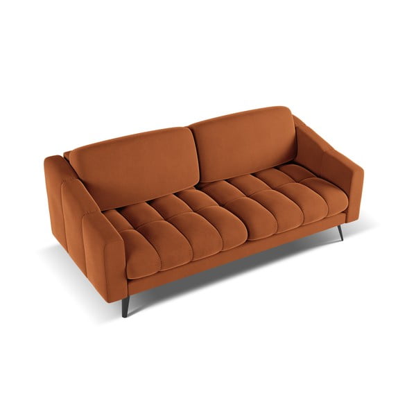 Oranžinės spalvos iš velveto sofa 202 cm Nalu – Makamii-image-3