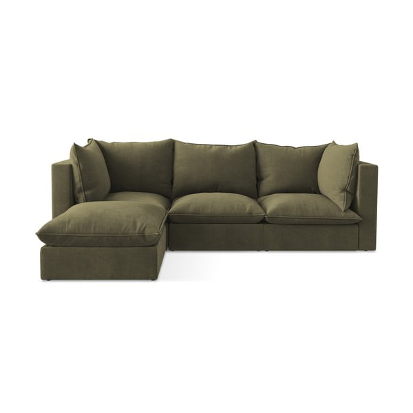 Khaki spalvos kampinė sofa (su kairiuoju kampu/su gultu) Manao – Makamii