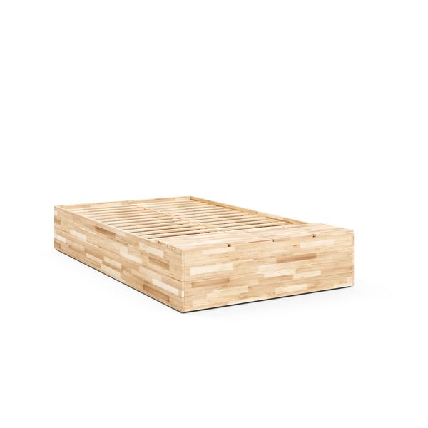 Iš pušies masyvo dvigulė lova natūralios spalvos su sandėliavimo vieta su lovos grotelėmis 160x200 cm Basement Bed – Karup Design