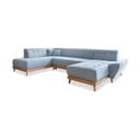 Šviesiai mėlyna sofa-lova U formos Miuform Dazzling Daisy, kairysis kampas