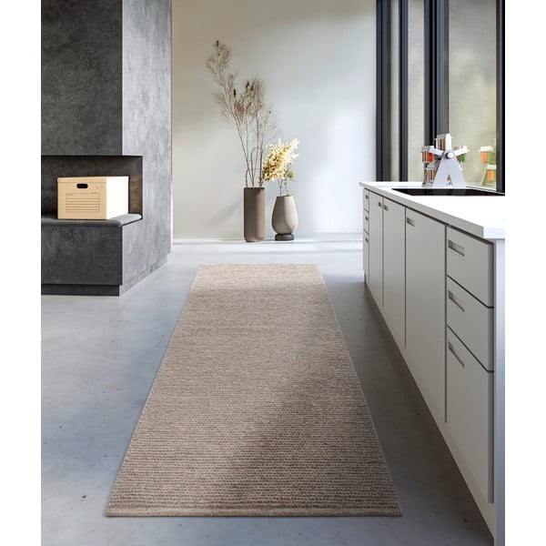 Rankų darbo iš vilnos kilimas šviesiai rudos spalvos 80x200 cm Francois – Villeroy&Boch-image-1