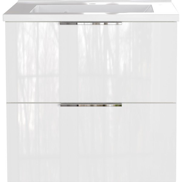 Baltos spalvos blizgus pakabinama spintelė po kriaukle 61x61 cm Celano – Germania-image-2