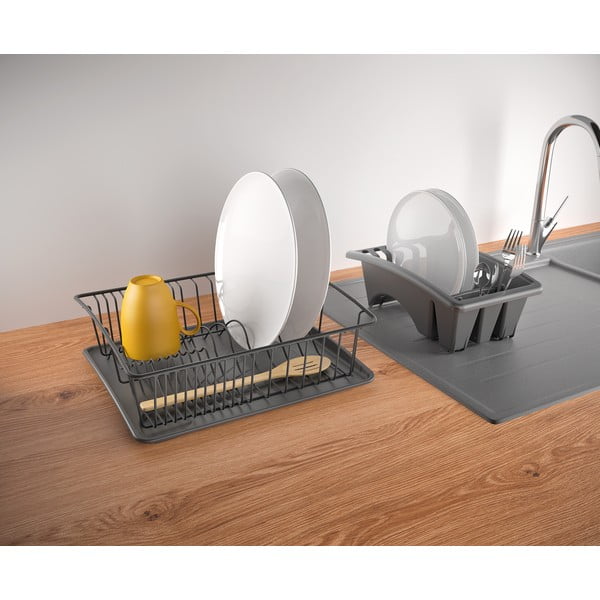 Antracitově šedý odkapávač z nerezové oceli Metaltex Aquatexplus Lava-image-4