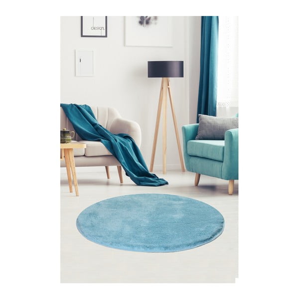 Šviesiai mėlynas kilimas Milano, ⌀ 90 cm
