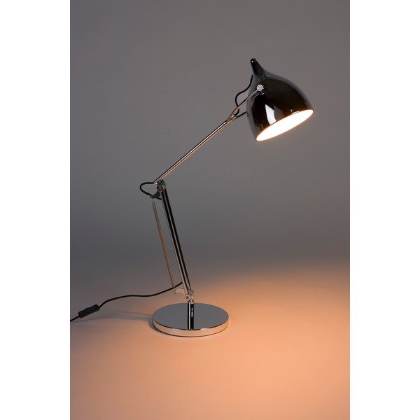 Sidabrinės spalvos iš metalo stalinis šviestuvas su sulankstoma konstrukcija (aukštis 37 cm) su metaliniu gaubtu Reader – Zuiver-image-1