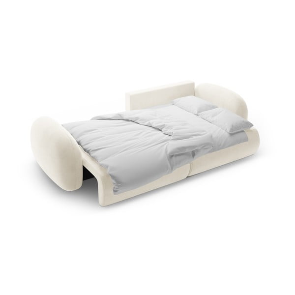 Kreminės spalvos iš velveto sulankstoma/su sandėliavimo vieta kampinė sofa Tonale – Cosmopolitan Design-image-4