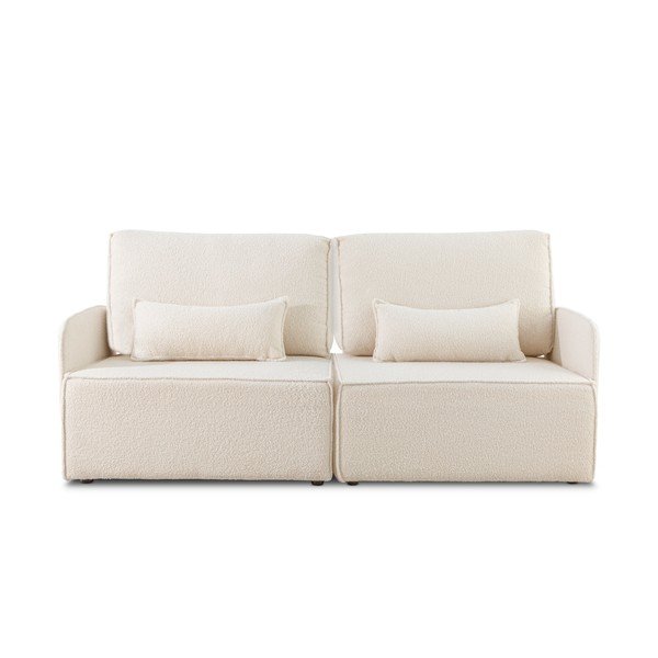 Kampinė sofa kreminės spalvos iš boucle (kintama) – Really Nice Things-image-2