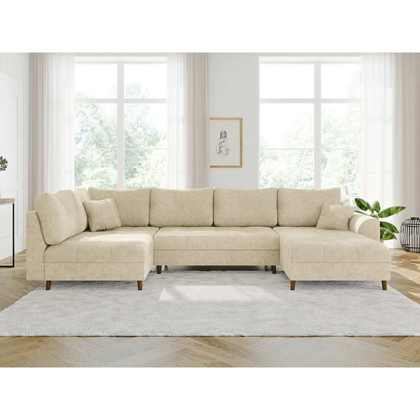 Smėlio spalvos kampinė sofa (su dešiniuoju kampu/„U“ formos) Ariella – Ropez-image-1