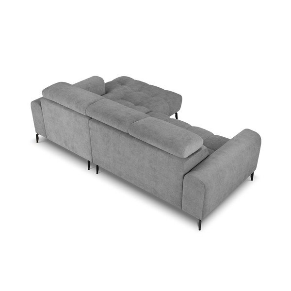 Pilkos spalvos reguliuojama kampinė sofa aksominiu paviršiumi Milo Casa Nico, dešinysis kampas-image-4