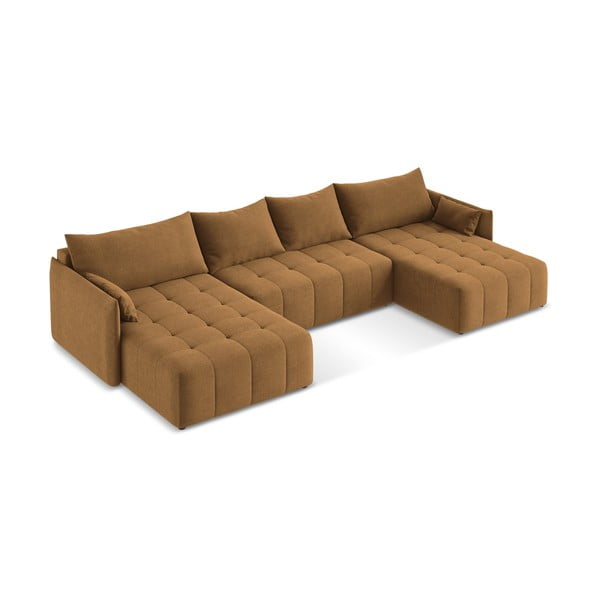 Terakotos spalvos sulankstoma/su sandėliavimo vieta kampinė sofa („U“ formos) Moku – Makamii-image-3