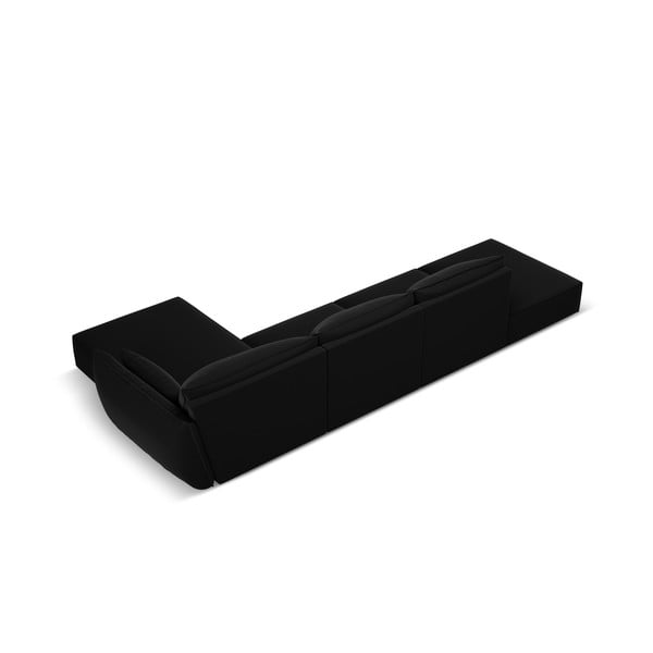 Juodos spalvos iš velveto kampinė sofa (su dešiniuoju kampu/su gultu) Vanda – Mazzini Sofas-image-3