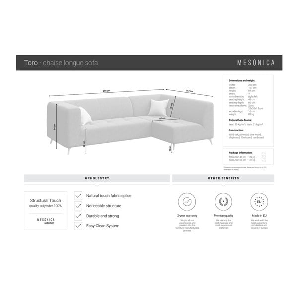 Tamsiai pilka kampinė sofa MESONICA Toro, kairysis kampas-image-4
