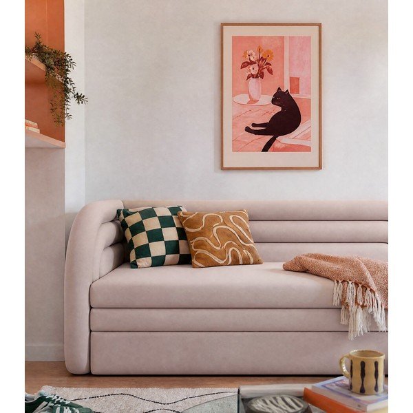 Smėlio spalvos iš velveto sulankstoma/su sandėliavimo vieta sofa su kairiuoju kampu 223 cm Fabillo – ELTAP-image-3