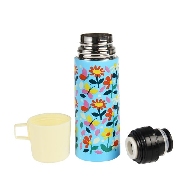 Mėlynos spalvos/kreminės spalvos vaikams termosas 350 ml Butterfly Garden – Rex London-image-3