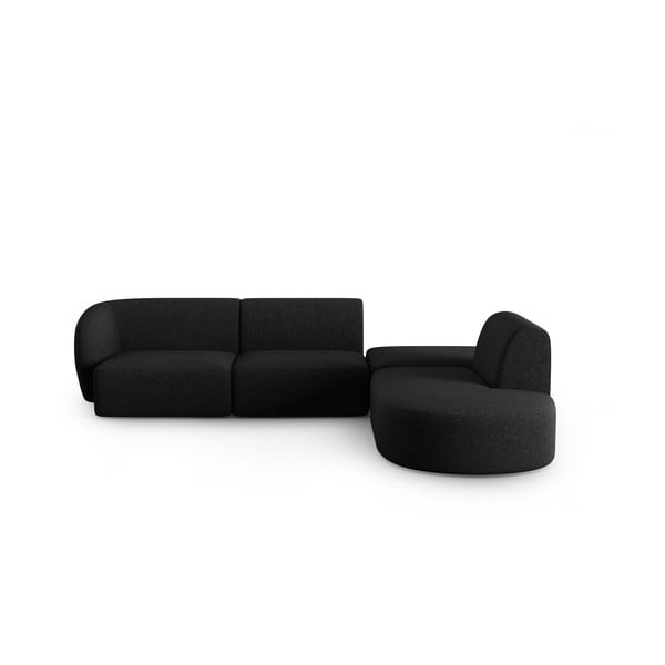 Kampinė sofa juodos spalvos (su dešiniuoju kampu) Shane – Micadoni Home