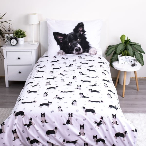 Iš medvilnės viengulė vaikiška patalynė 140x200 cm Border Collie – Jerry Fabrics-image-2