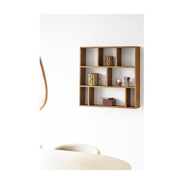 Tamsiai rudos spalvos iš ąžuolo masyvo kelių aukštų sieninė lentyna 70 cm Townsville – House Nordic-image-1