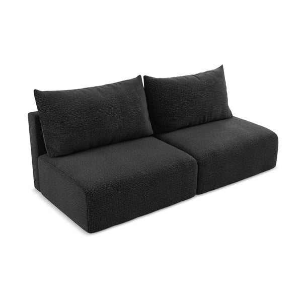Juodos spalvos sulankstoma/su sandėliavimo vieta sofa 216 cm Kalena – Makamii-image-3