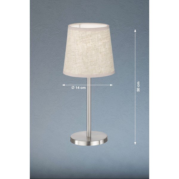 Stalinis šviestuvas smėlio spalvos/sidabrinės spalvos (aukštis 30 cm) su tekstiliniu gaubtu Eve – Fischer & Honsel-image-2