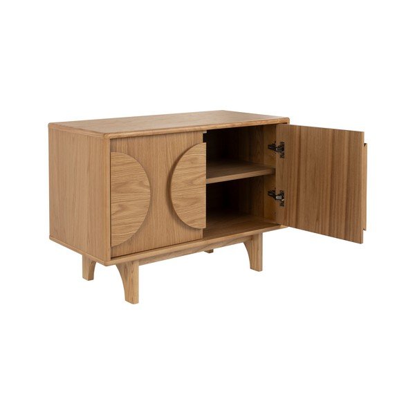 Žema šoninė spintelė natūralios spalvos iš ąžuolo 82x58 cm Groove – Zuiver-image-1
