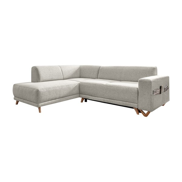 Smėlio spalvos sulankstoma/su sandėliavimo vieta kampinė sofa (su kairiuoju kampu/„L“ formos) Classy Sophie – Miuform