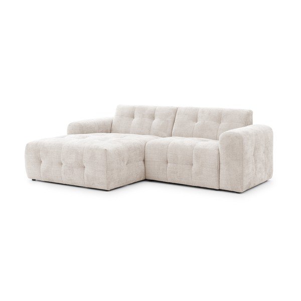 Kreminės spalvos kampinė sofa (su kairiuoju kampu/su gultu) Melva – Ropez