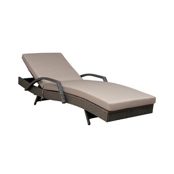 Rudos spalvos/smėlio spalvos sodo šezlongas dirbtinis rotangas Redondo – Unique Furniture