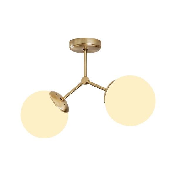 Baltos spalvos/žalvario spalvos lubinis šviestuvas 15x44 cm su stiklo gaubtu Damar – Opviq lights-image-2