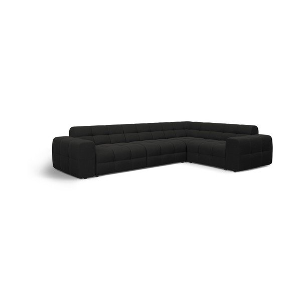 Juodos spalvos kampinė sofa (su dešiniuoju kampu/„L“ formos) Kendal – Micadoni -image-3