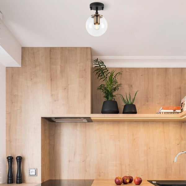 Juodos spalvos lubinis šviestuvas ø 15 cm su stiklo gaubtu Atmaca – Opviq lights-image-3