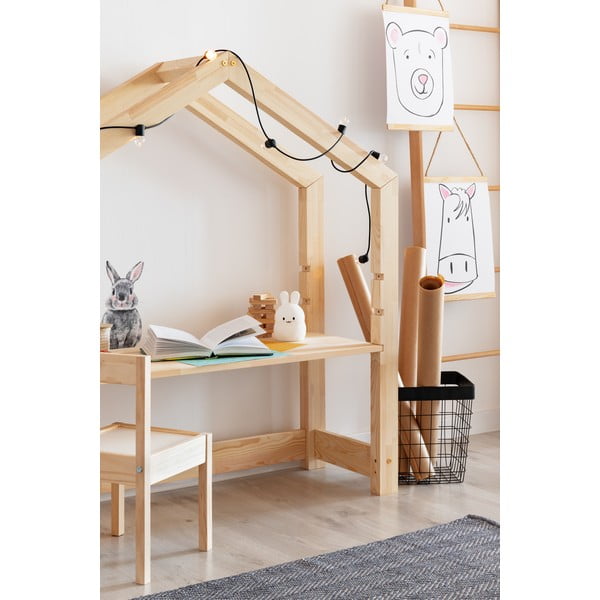 Vaikiškas darbo stalas iš pušies medienos Adeko Bran, 40 x 111 cm-image-2