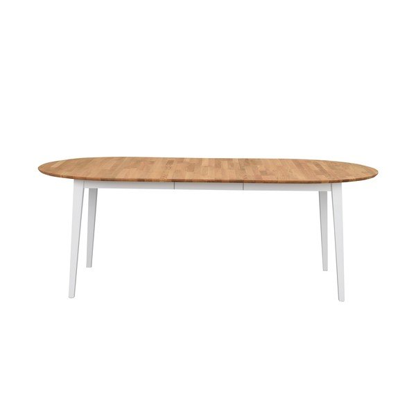 Ovalus ąžuolinis sulankstomas valgomojo stalas su baltomis kojomis Rowico Mimi, 170 x 105 cm-image-3