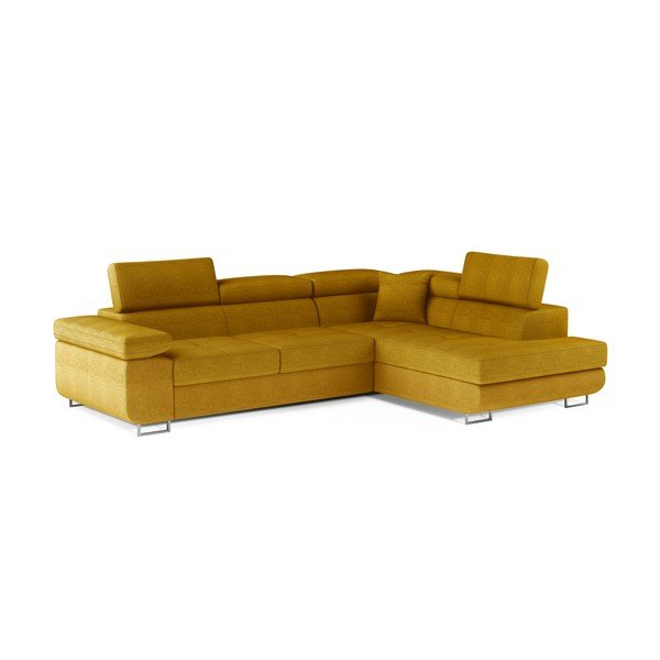 Geltonos spalvos sulankstoma/su sandėliavimo vieta kampinė sofa (su dešiniuoju kampu/„L“ formos) Anton – ELTAP-image-2