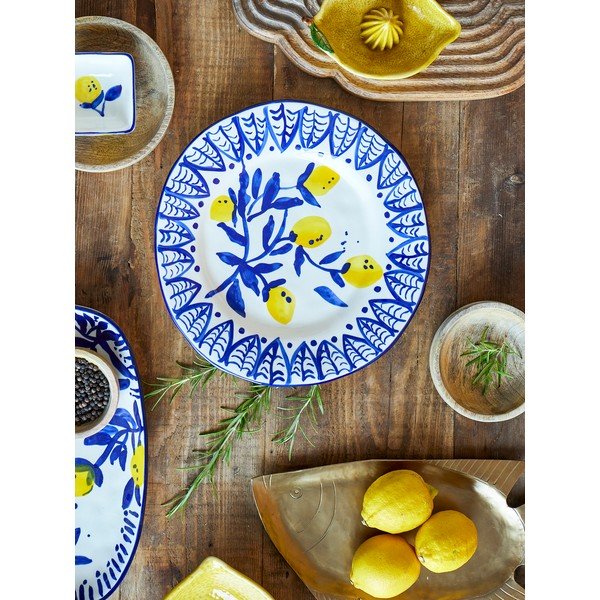 Baltos spalvos/mėlynos spalvos skirta serviravimui iš akmens masės lėkštė ø 27 cm Maxima – Bloomingville-image-2