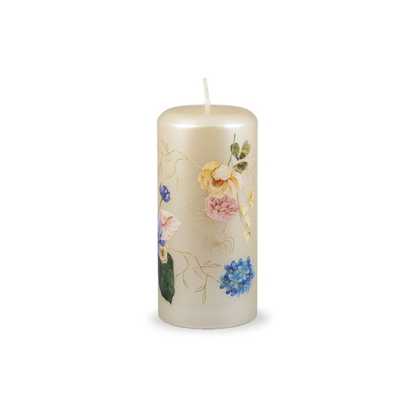 Smėlio spalvos žvakė Unipar Flower Paradise, degimo laikas 73 val