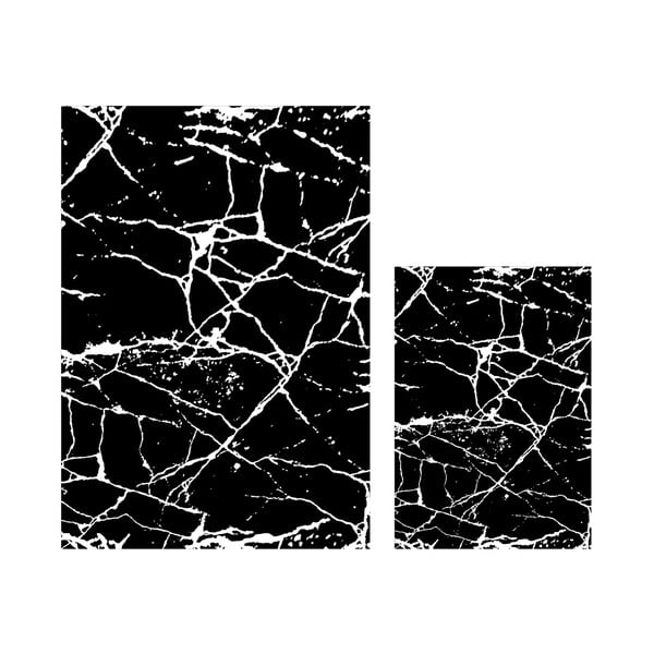 Vonios kilimėliai baltos spalvos/juodos spalvos 2 vnt. 60x100 cm Marble – Mila Home