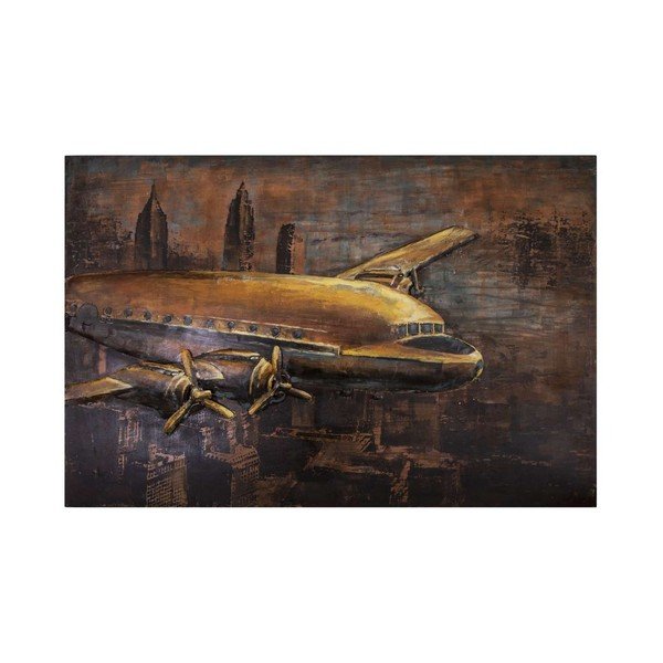 Dekoratyvinis metalinis ženklas Antic Line Avion New York, 120 x 80 cm