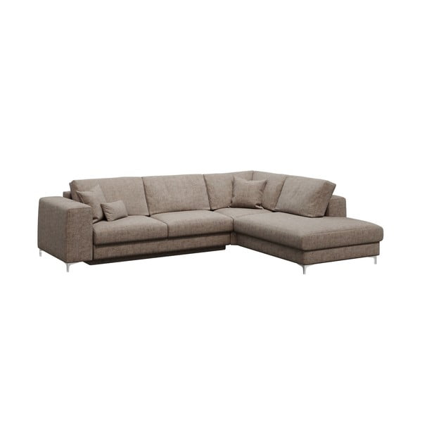 Tamsios smėlio spalvos kampinė sofa-lova Devichy Rothe, dešinysis kampas-image-2