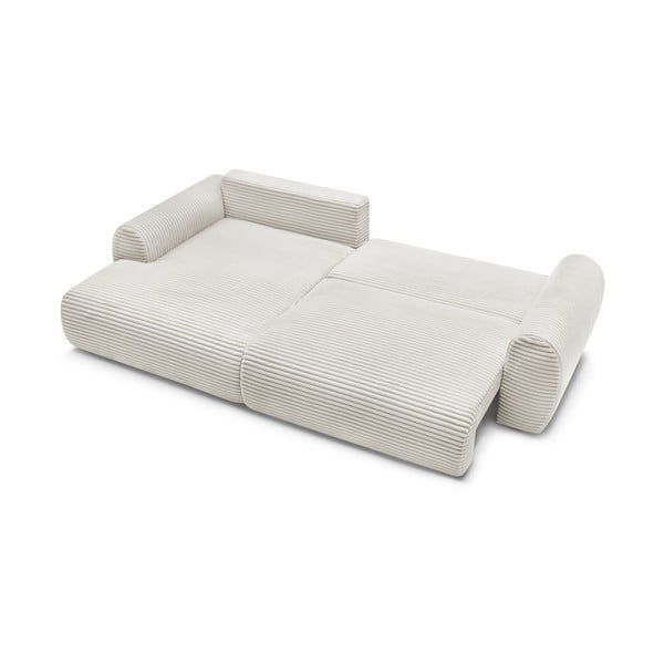 Iš kordinio velveto sulankstoma kampinė sofa kreminės spalvos (su kairiuoju kampu) Lucien – Bobochic Paris-image-4